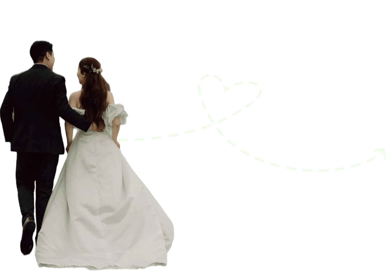 Footer with couple and love line